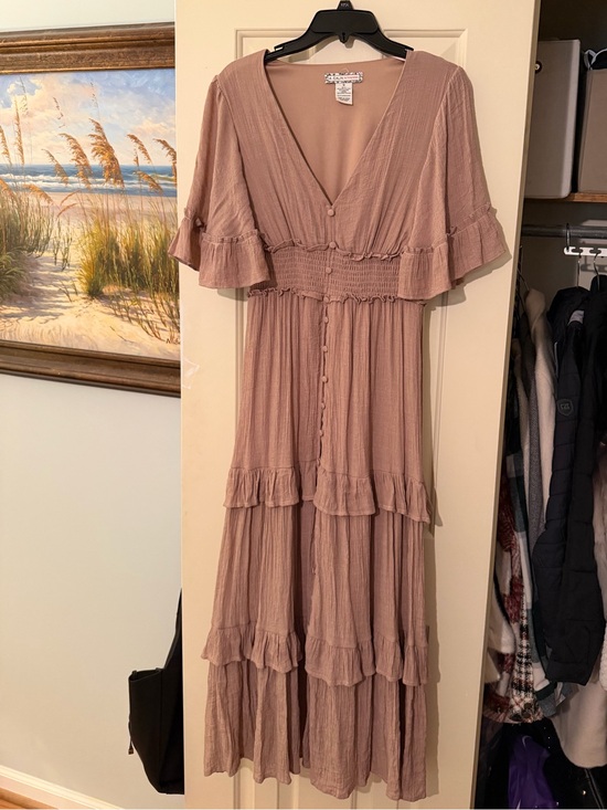 Flying Tomato Dresses & Skirts - Flying Tomato Ruffled Tiered Maxi Dress with Button-Front